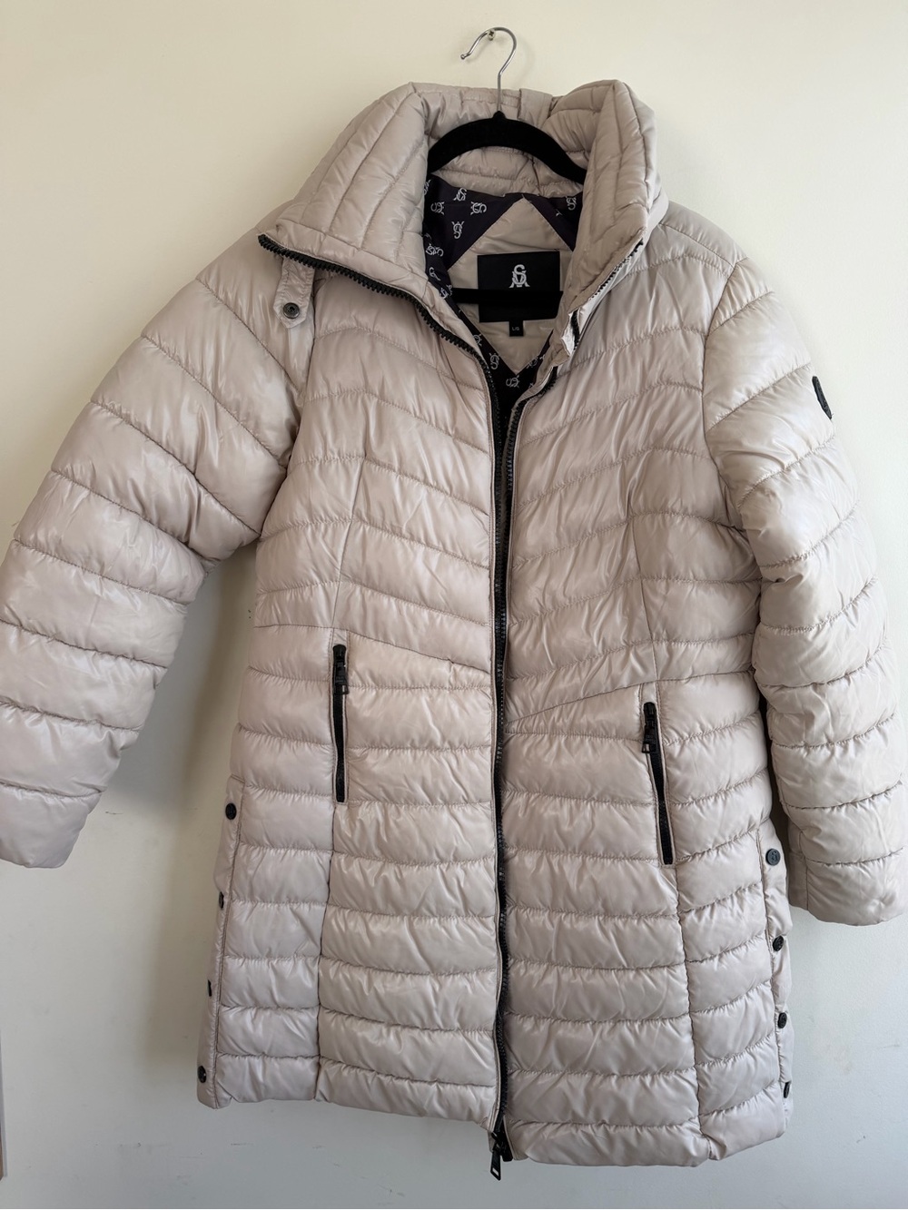 NWOT Steve Madden Light Beige Quilted Long Puffer Coat